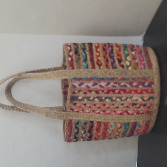 Crochet Multicolor Jute Crochet Tote/Basket Bag made in India - Picture 3 of 6